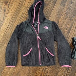 The North Face Charcoal and Pink Hooded Fleece